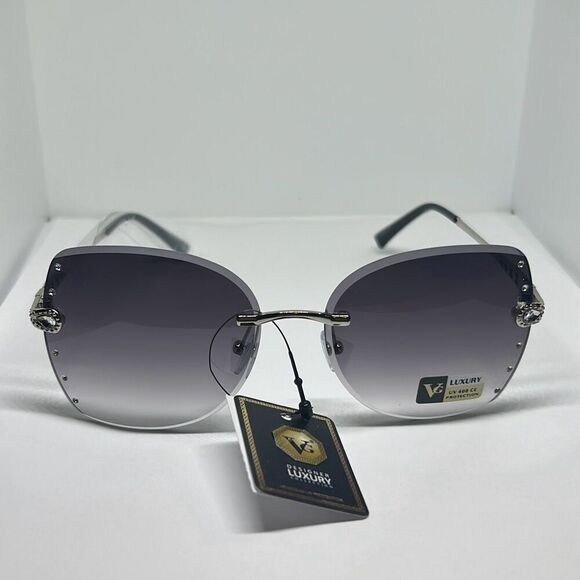 VG Women’s Rhinestone Rimless Bling Sunglasses - Picture 3 of 3